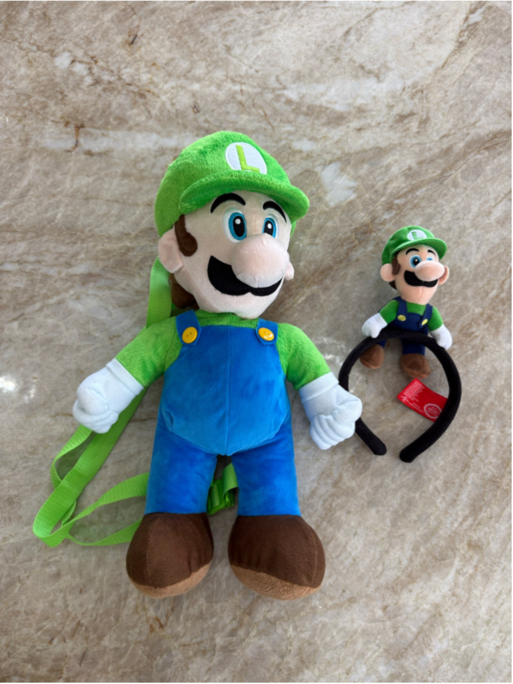 Nintendo Super Mario Luigi Plush Backpack and Headband Set One Size Green